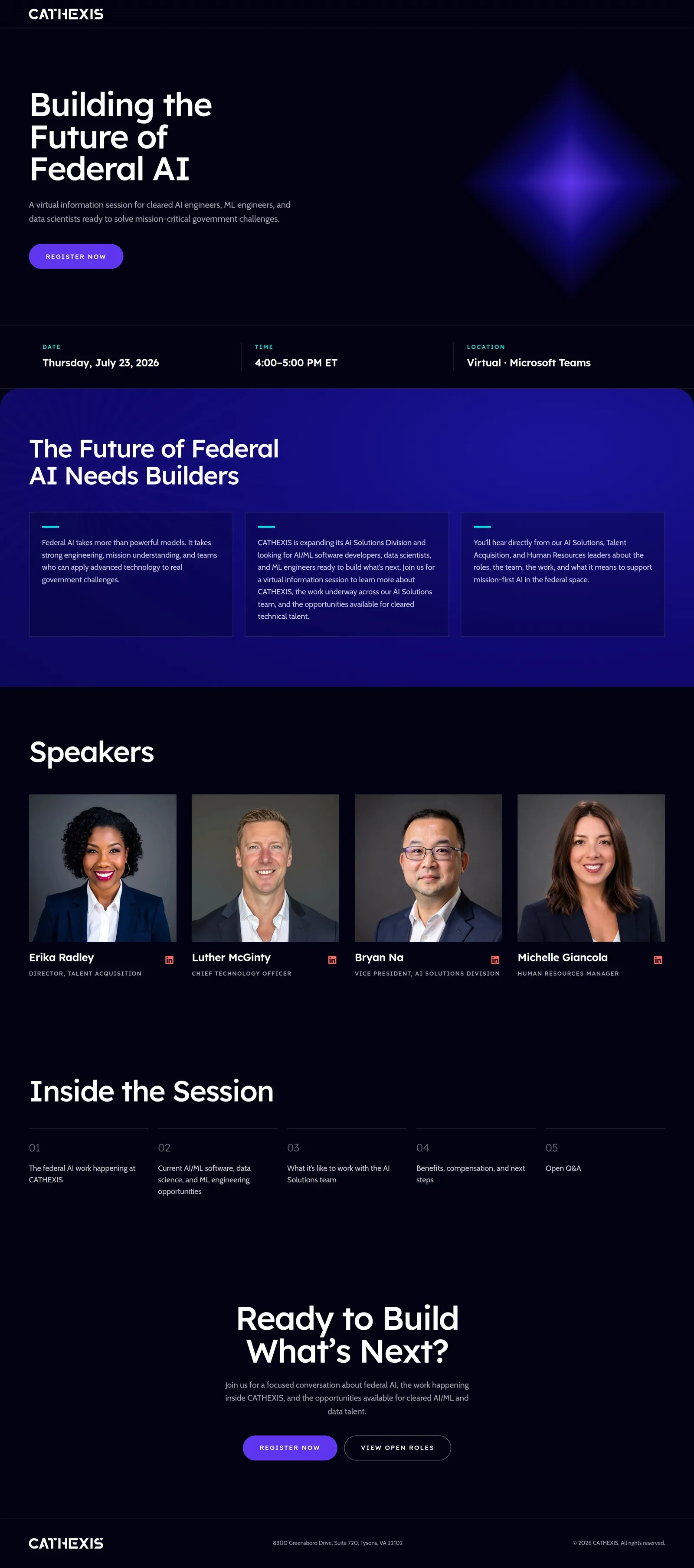 CATHEXIS 'Building the Future of Federal AI' event landing page