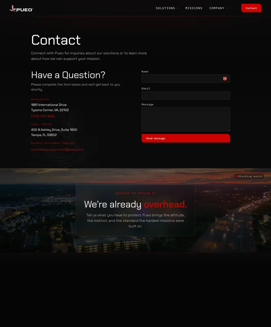 Pueo Contact page