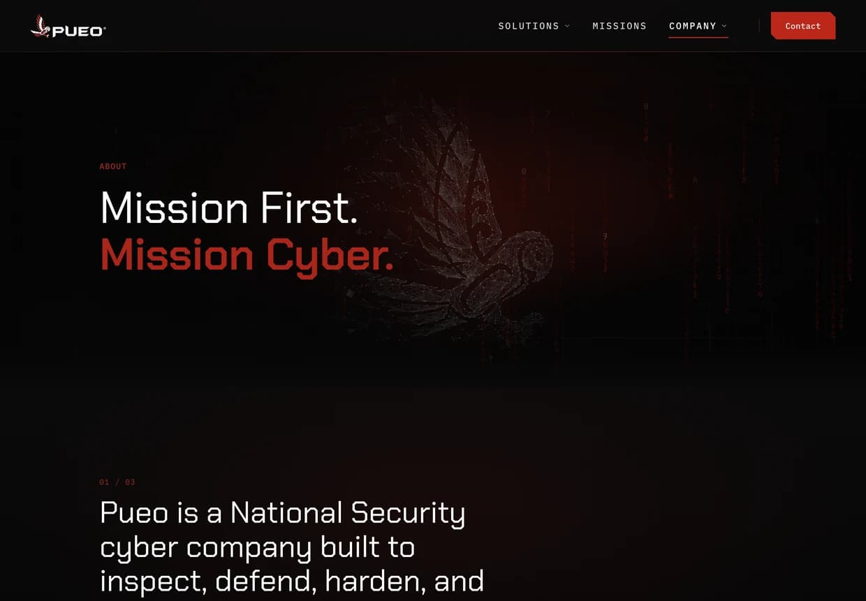 Redesigned About page — “Mission First. Mission Cyber.”